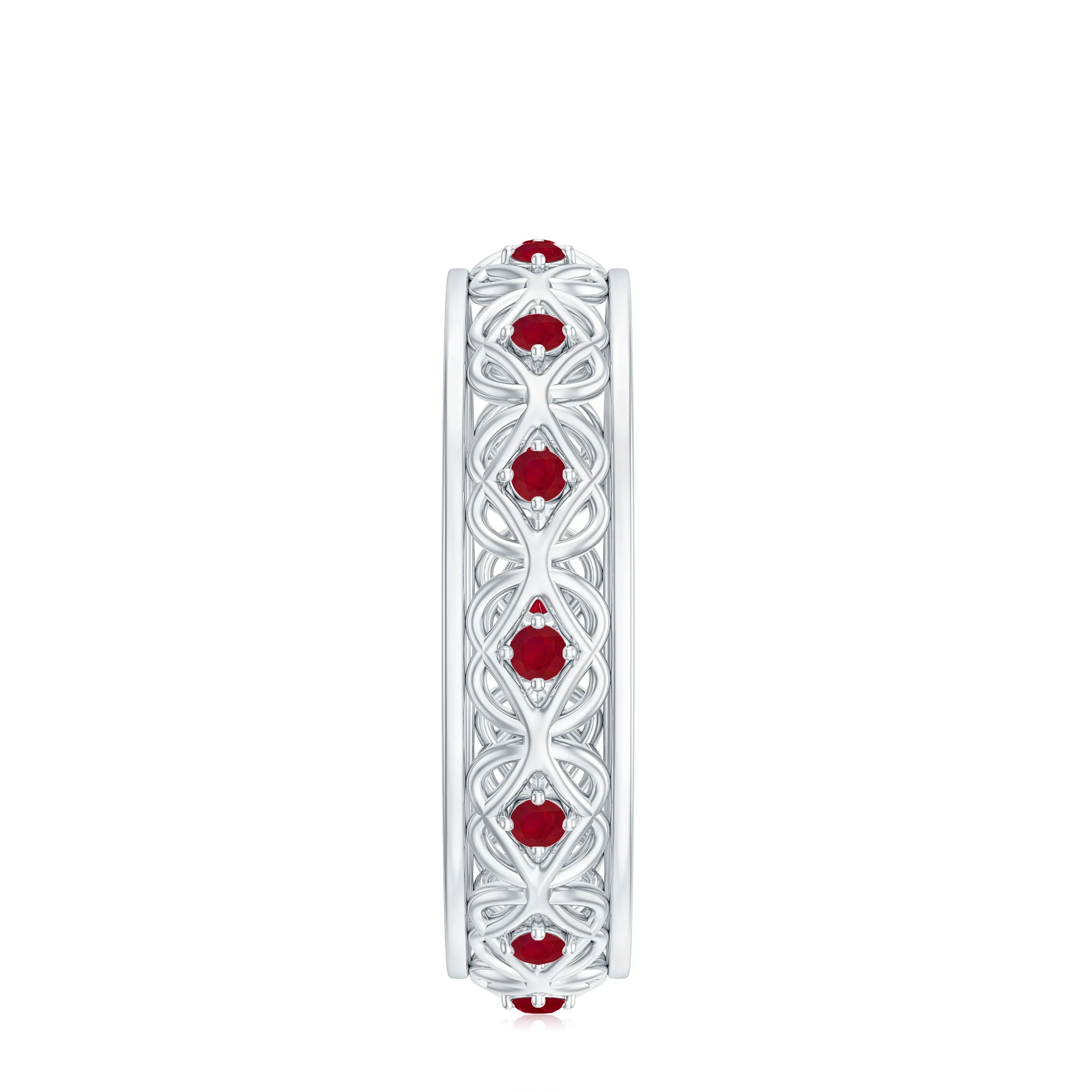 1/2 CT Ruby Celtic Band Ring in 4 Prong Diagonal Setting