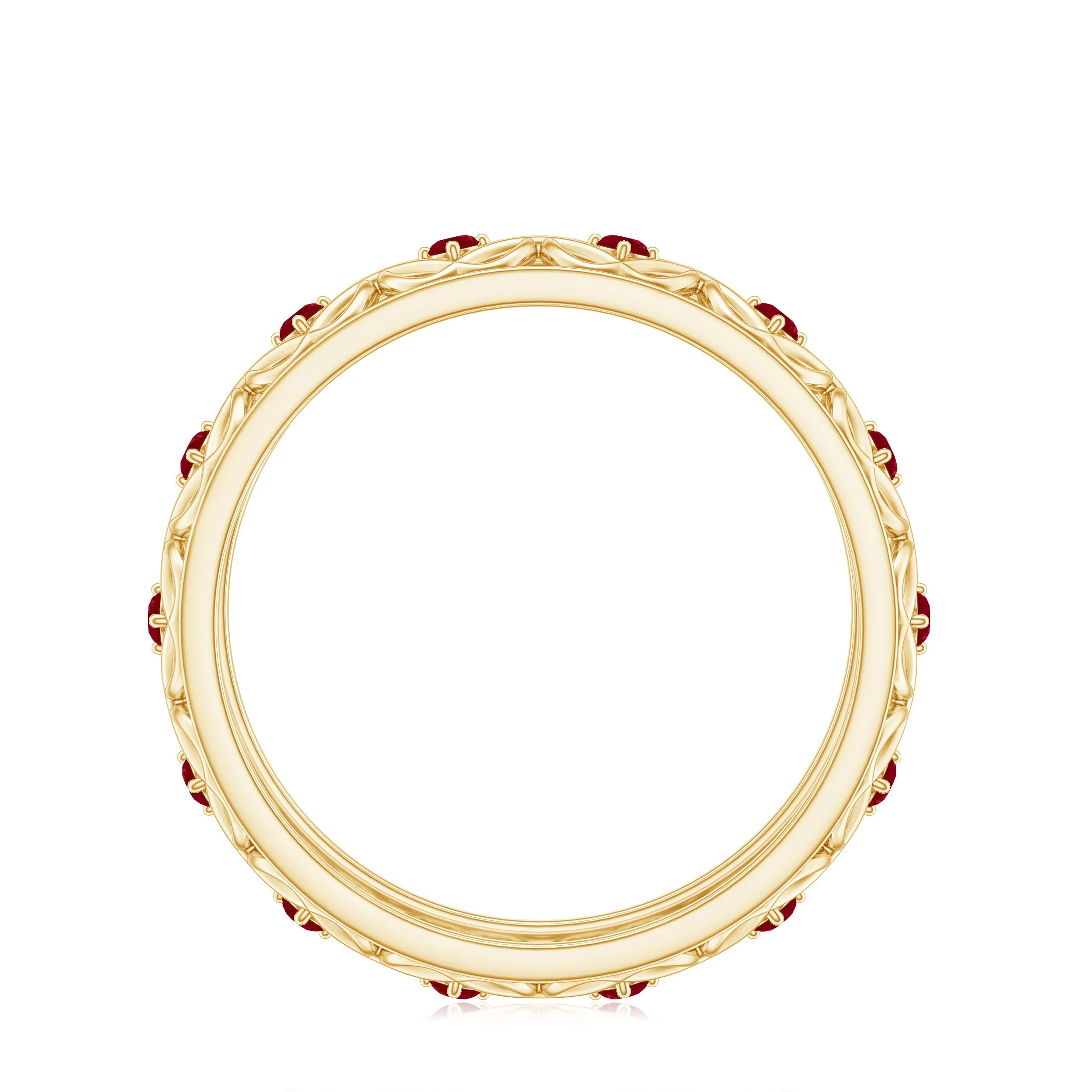 1/2 CT Ruby Celtic Band Ring in 4 Prong Diagonal Setting