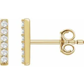 14K Yellow 1/10 CTW Lab-Grown Diamond Bar Earrings