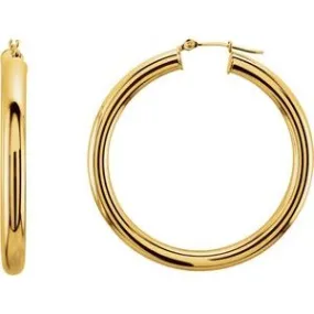 14K Yellow Tube 40 mm Hoop Earrings