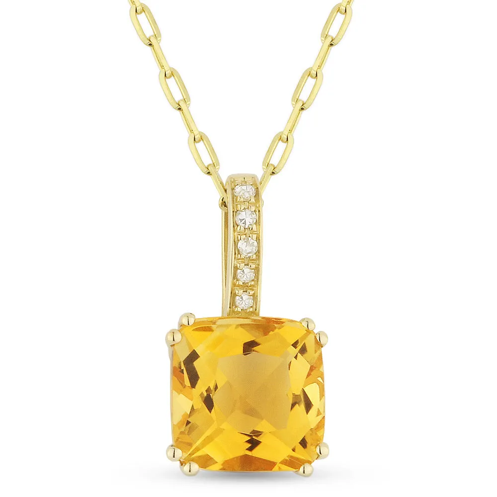 1.50ct Citrine 16"Pendant Necklace in 14K Yellow Gold
