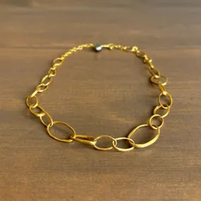 22k Gold Graduated Pebble Link Chain Necklace