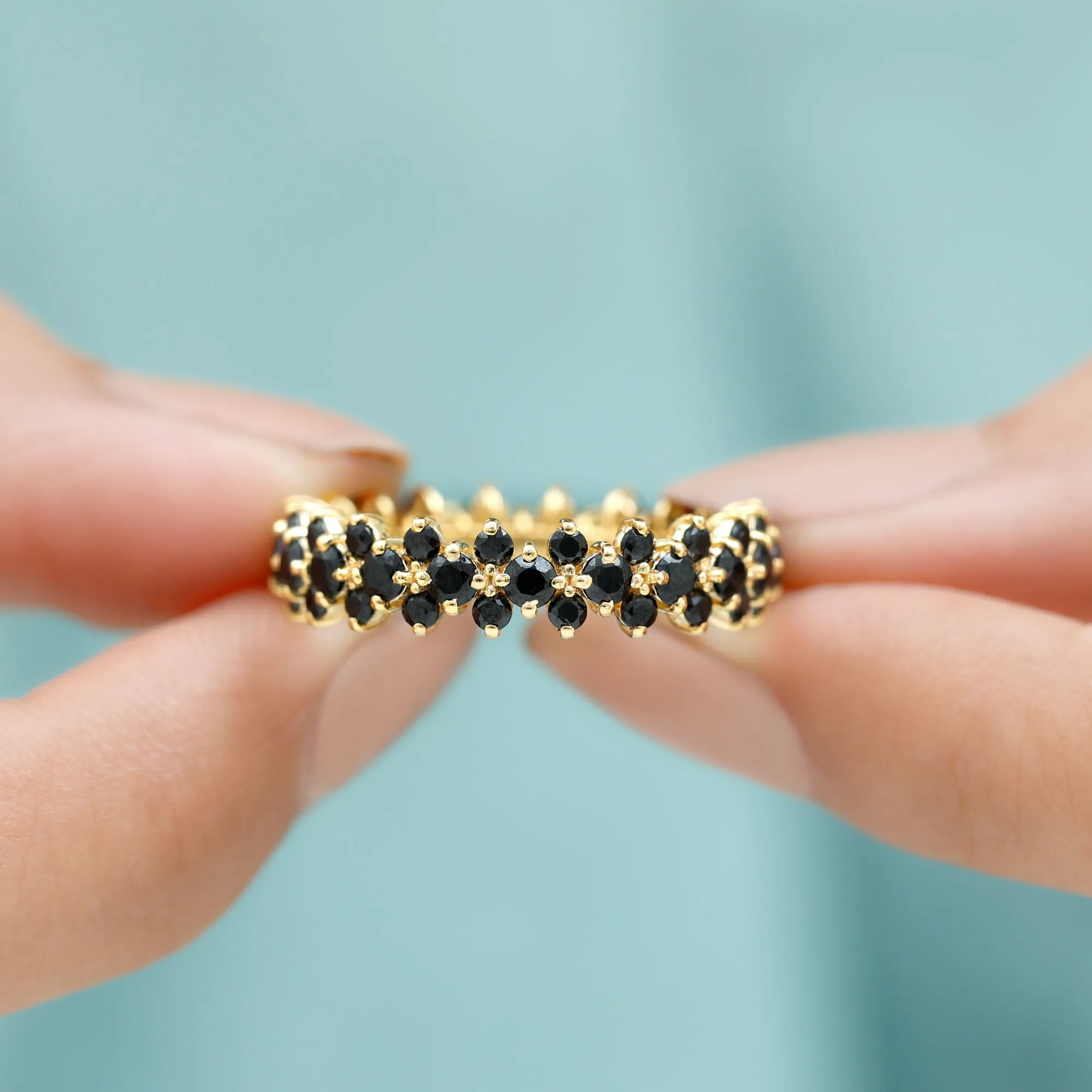 2.75 CT Prong Set Black Spinel Full Eternity Band Ring