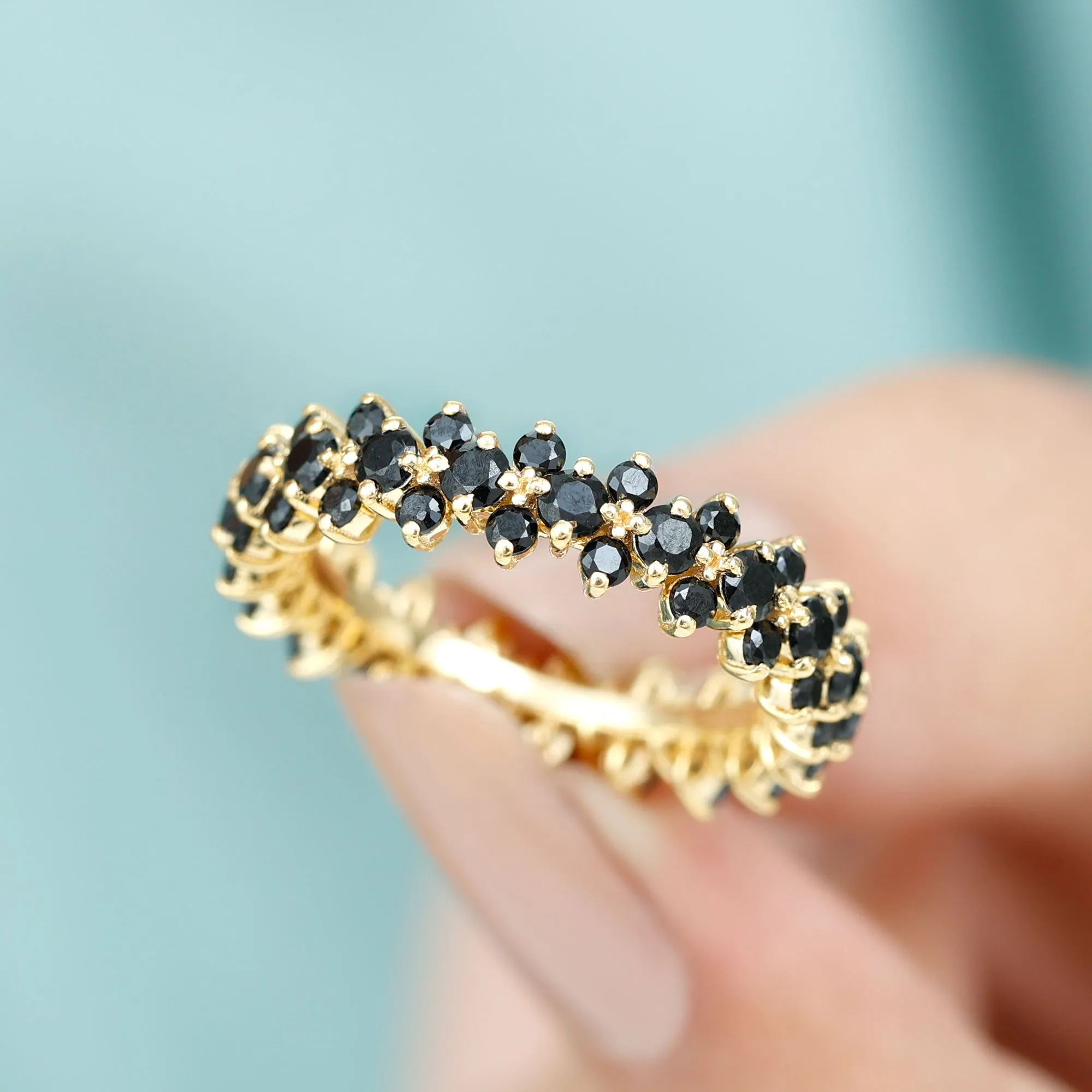 2.75 CT Prong Set Black Spinel Full Eternity Band Ring