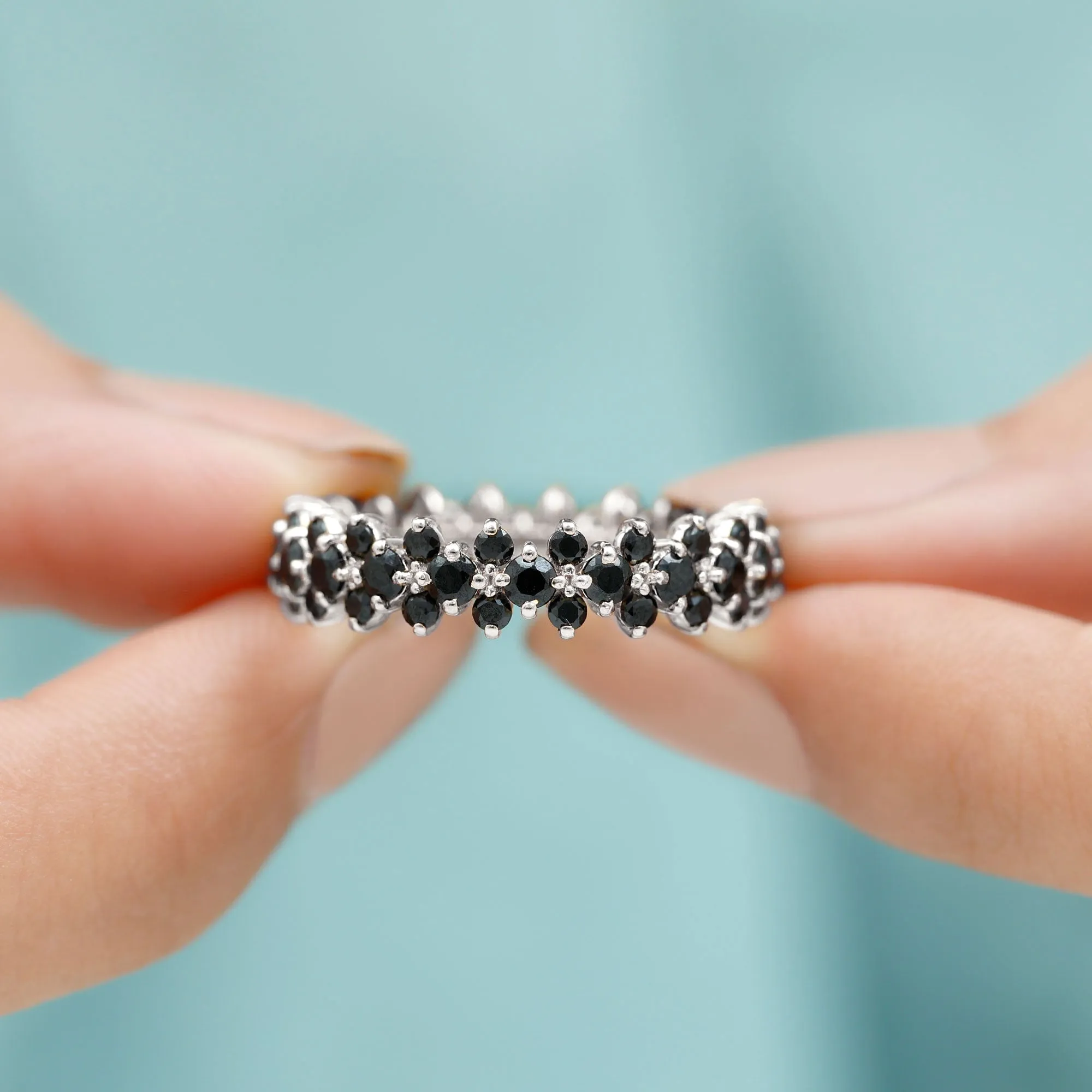 2.75 CT Prong Set Black Spinel Full Eternity Band Ring