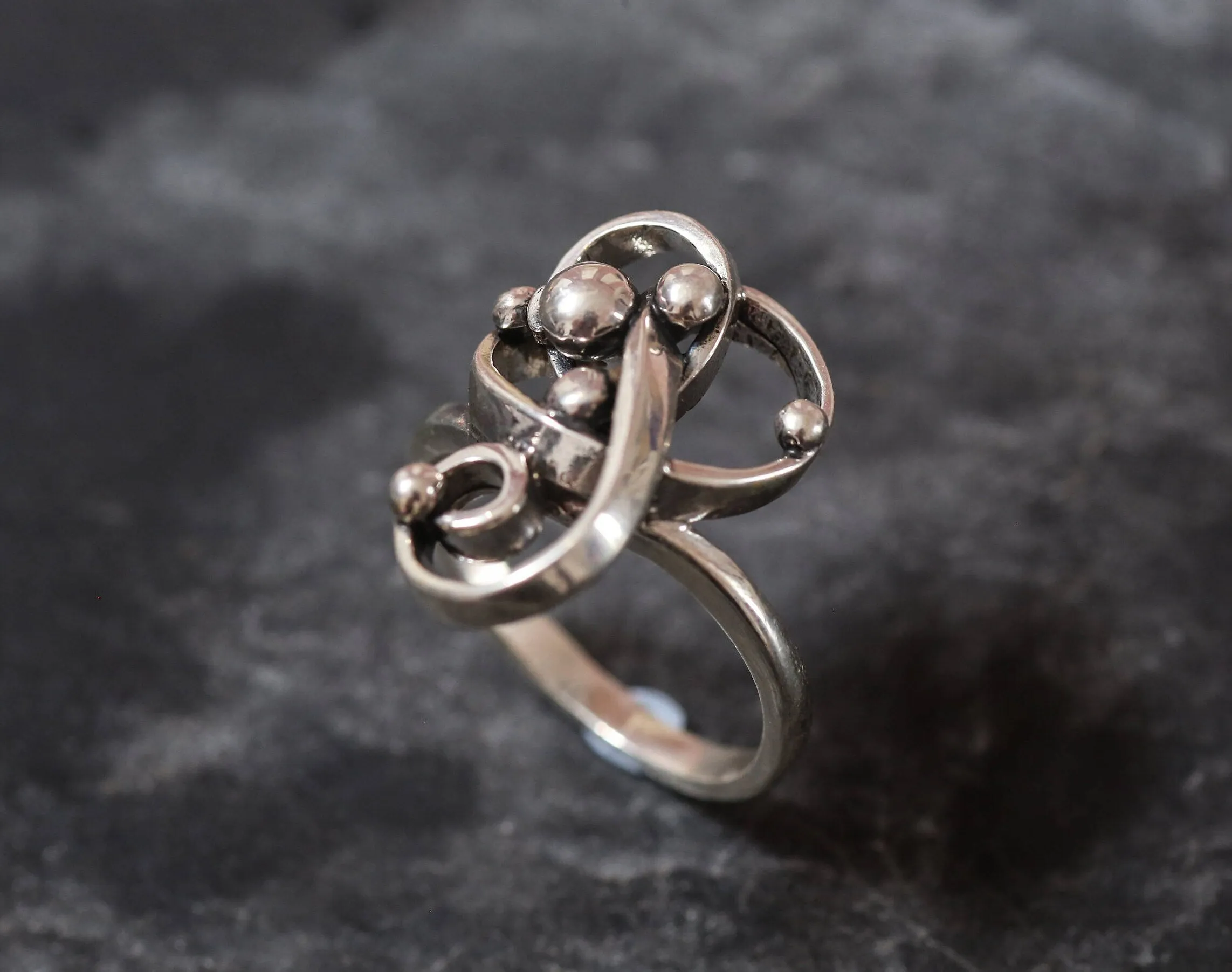 Abstract Statement Ring - Silver Celestial Ring - Large Silver Ring