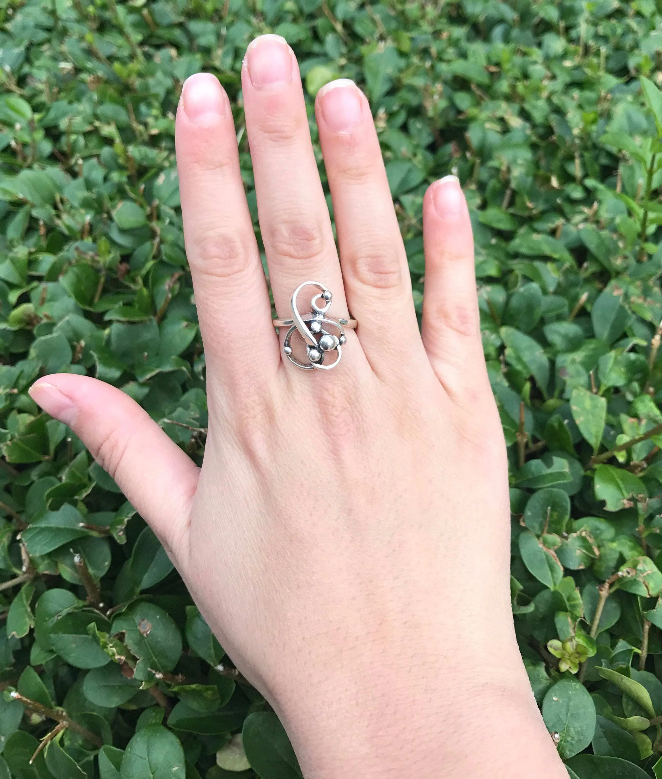 Abstract Statement Ring - Silver Celestial Ring - Large Silver Ring