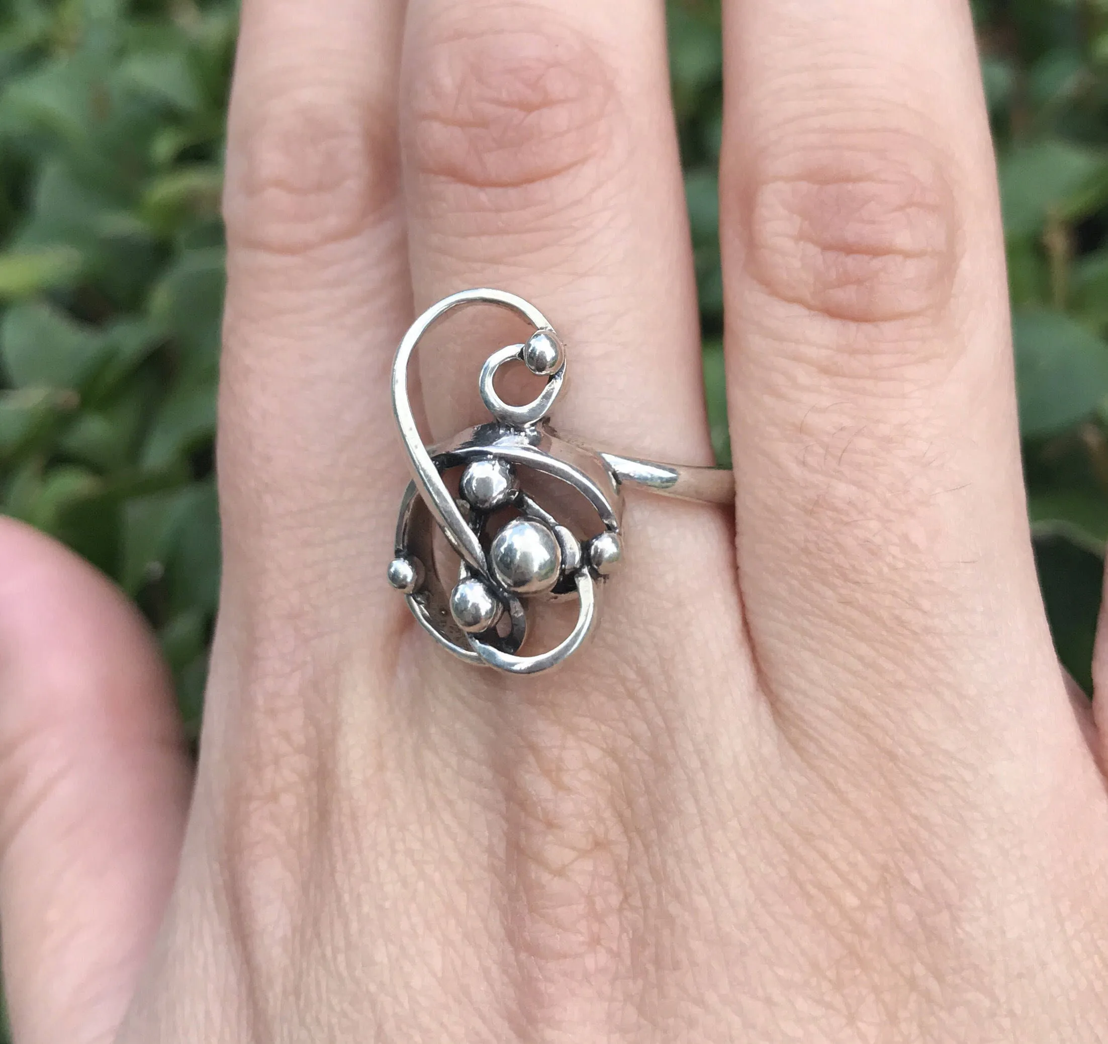 Abstract Statement Ring - Silver Celestial Ring - Large Silver Ring