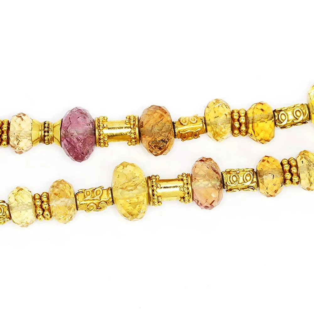 Baroque Pearl Pendant Necklace with Gemstone's 18K