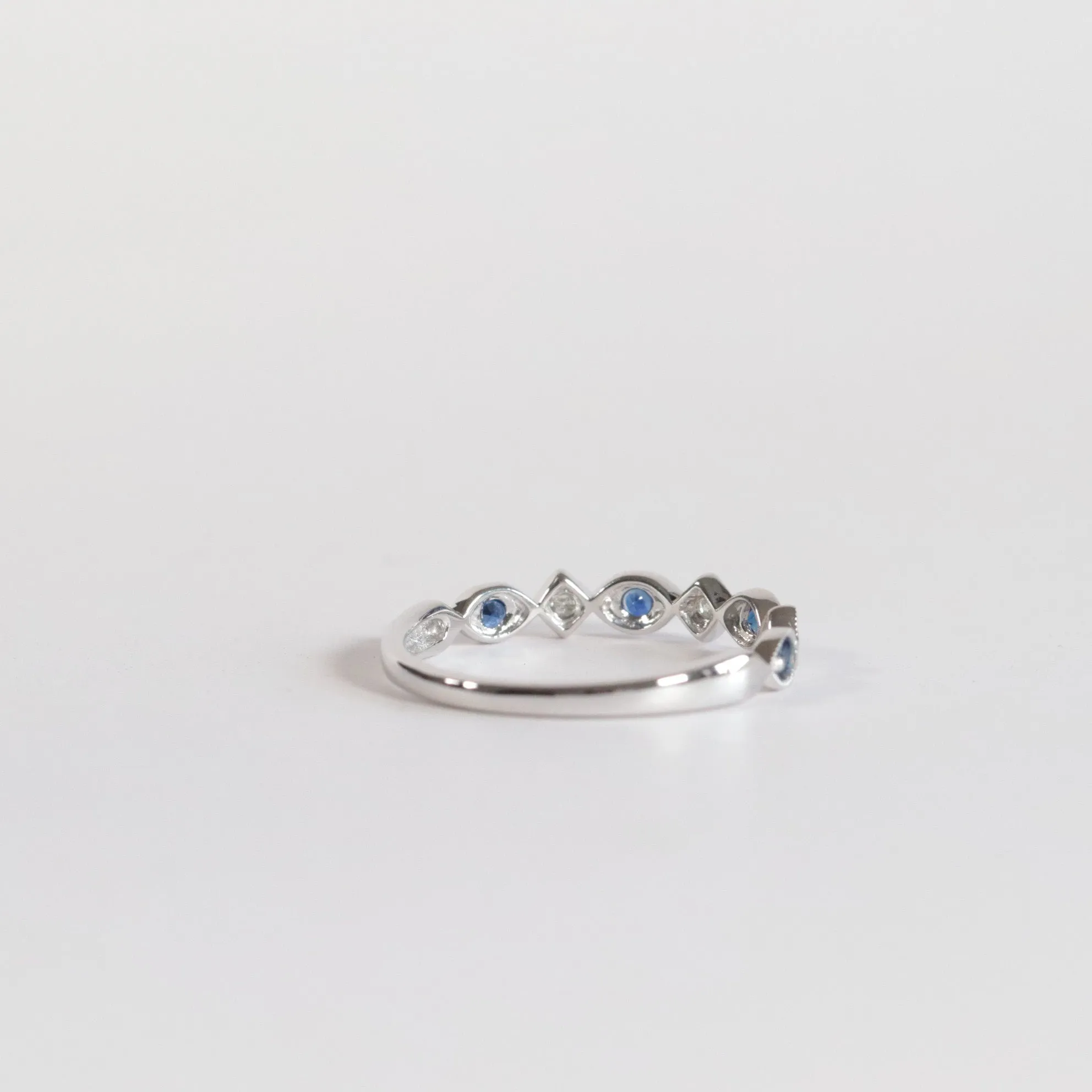 Blue Sapphire   Diamond Stackable Band