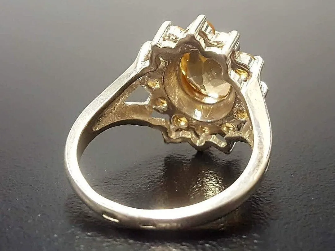 Citrine Flower Ring - Yellow Sun Ring - Natural Citrine Ring