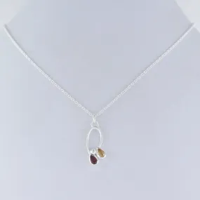 Citrine, Garnet Gemstoe Beautiful Necklace, 925 Sterling Silver Handmade Necklace