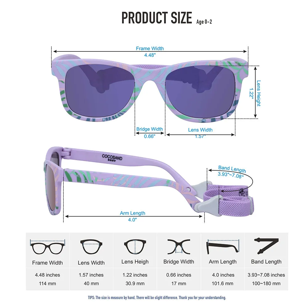 Classic Square Age 0-2, Purple with Leaves Print
