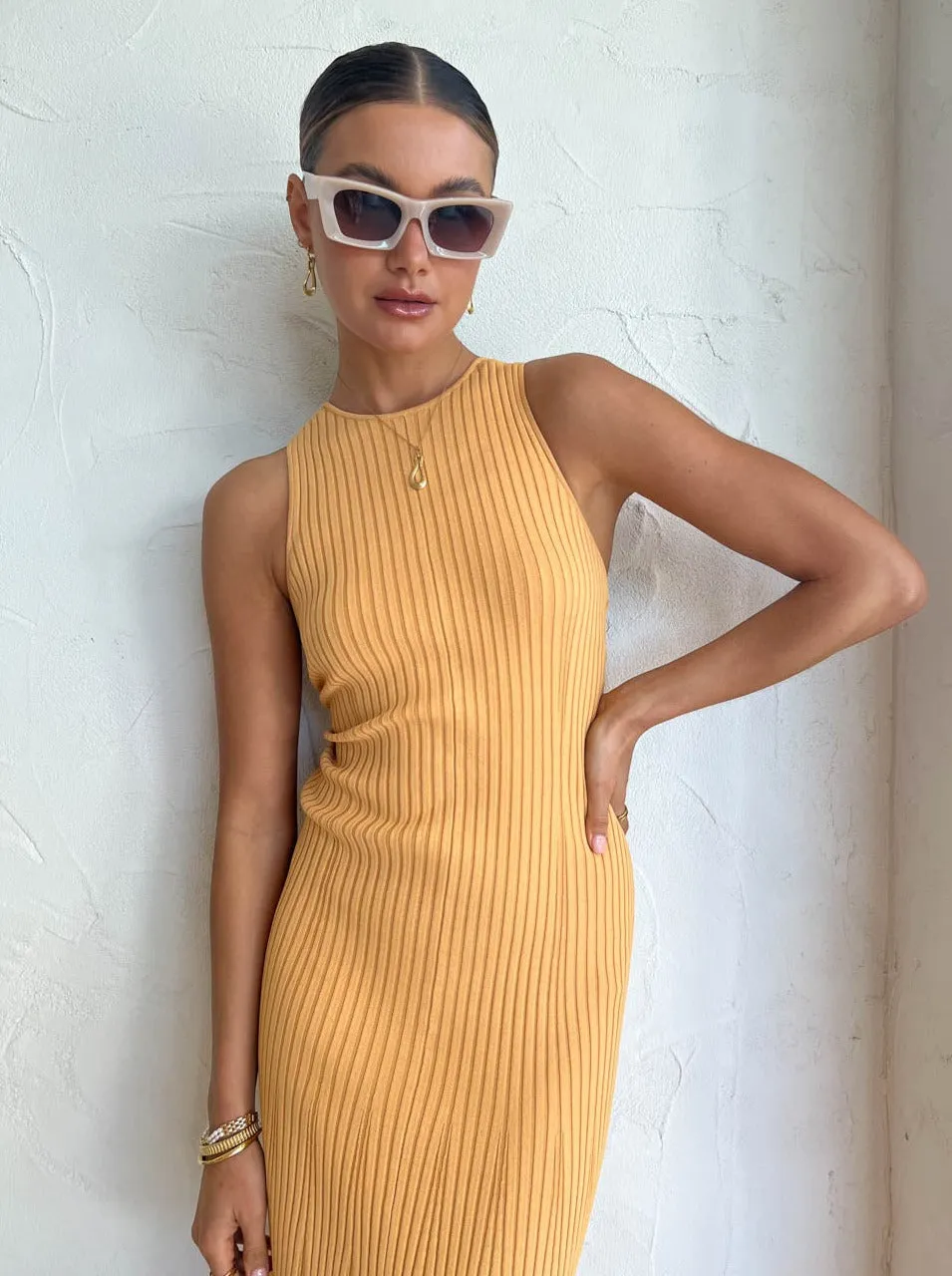 Clea Alina Rib Knit Dress in Mango