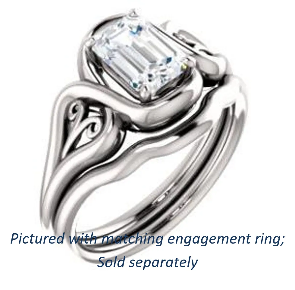 Cubic Zirconia Engagement Ring- The Bentley (Customizable Radiant Cut Solitaire with Wide Tapered Band and Side Engraving Motif)