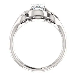 Cubic Zirconia Engagement Ring- The Bentley (Customizable Radiant Cut Solitaire with Wide Tapered Band and Side Engraving Motif)