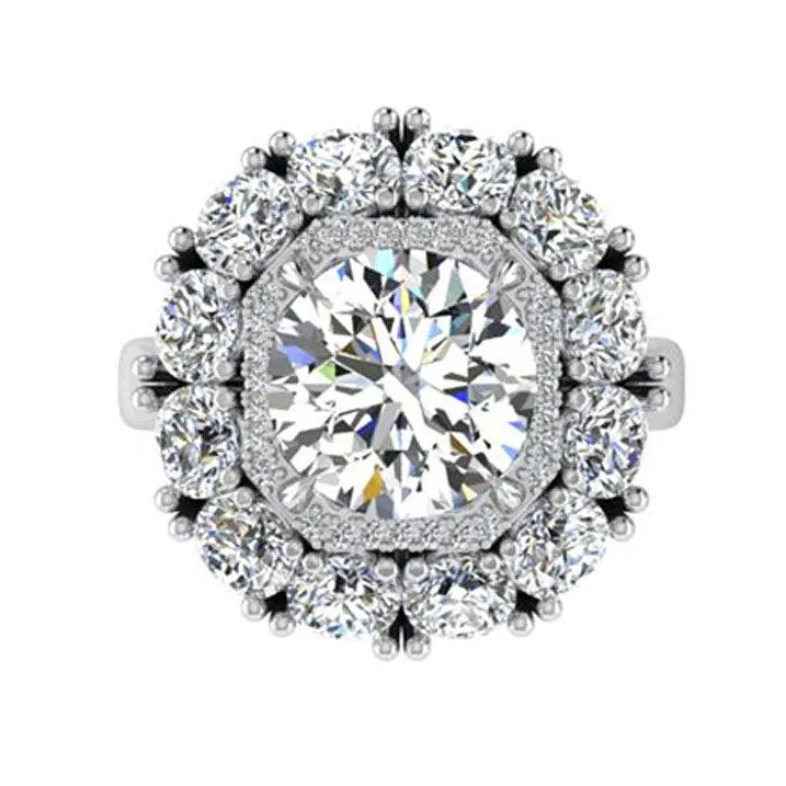 Double Halo Round Diamond Ring