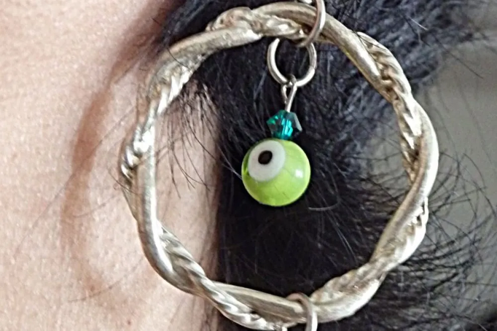 Evil Eye Green Earrings