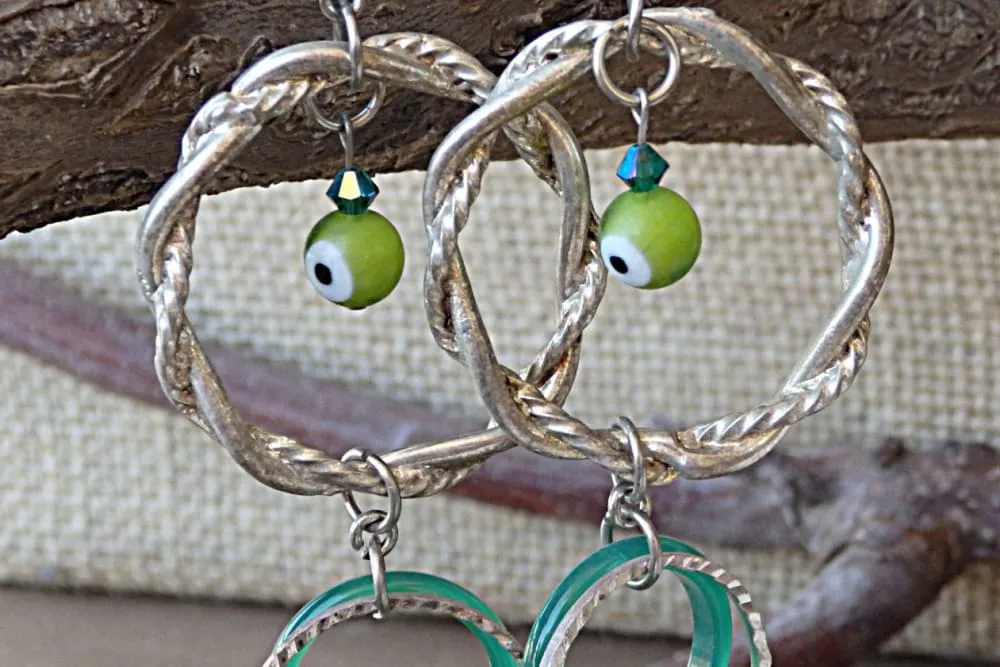 Evil Eye Green Earrings