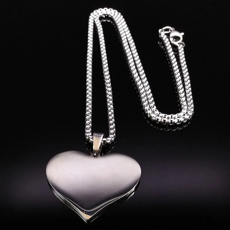 Fashion Horse Stainless Steel Choker Necklace for Men Silver Color Black Heart Necklace Jewelry colgante hombre N730S01