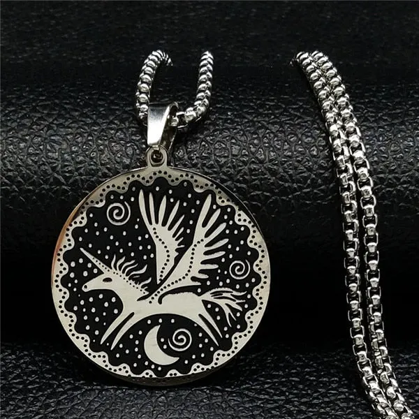 Fashion Horse Stainless Steel Choker Necklace for Men Silver Color Black Heart Necklace Jewelry colgante hombre N730S01