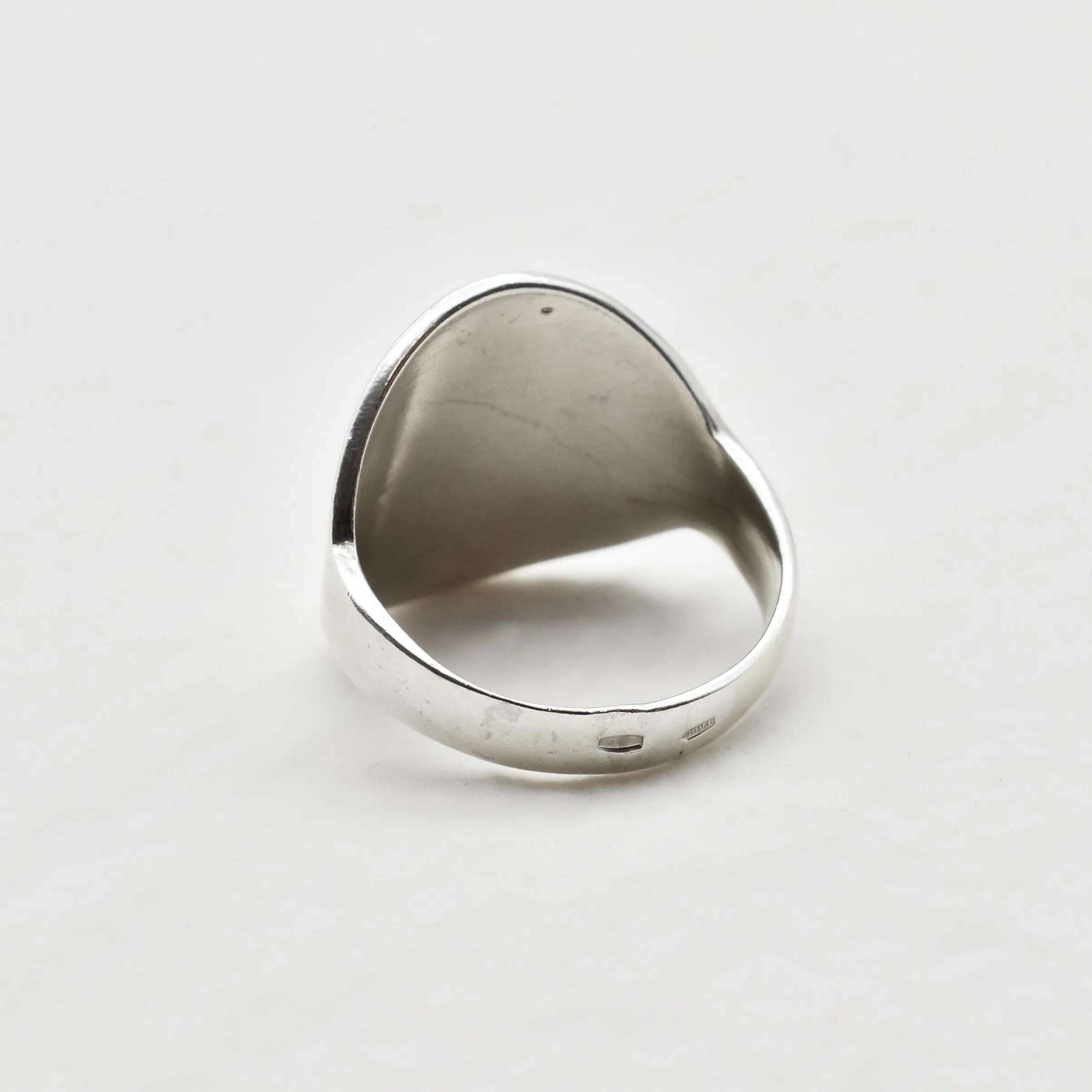 Flat Round Signet Ring - Silver Mirror Ring - Large Round Ring