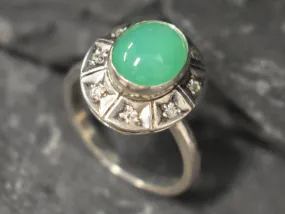 Genuine Chrysoprase Ring - Green Statement Ring - Vintage Oval Ring