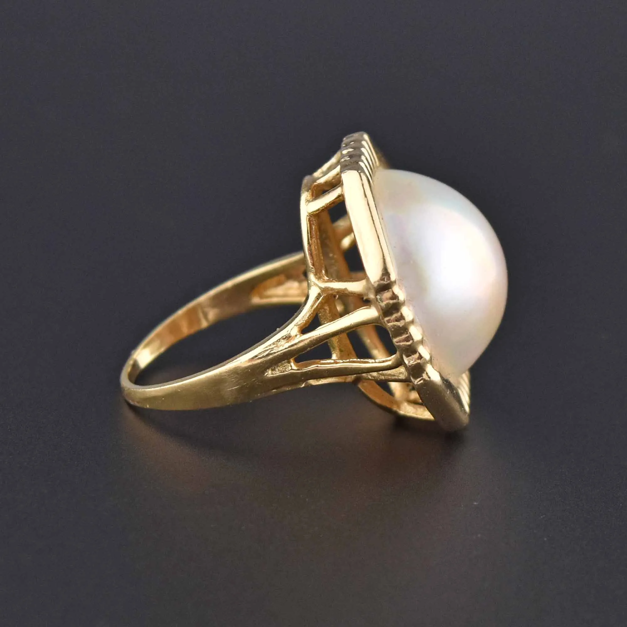 Geometric Octagon Mabe Pearl 14K Gold Ring