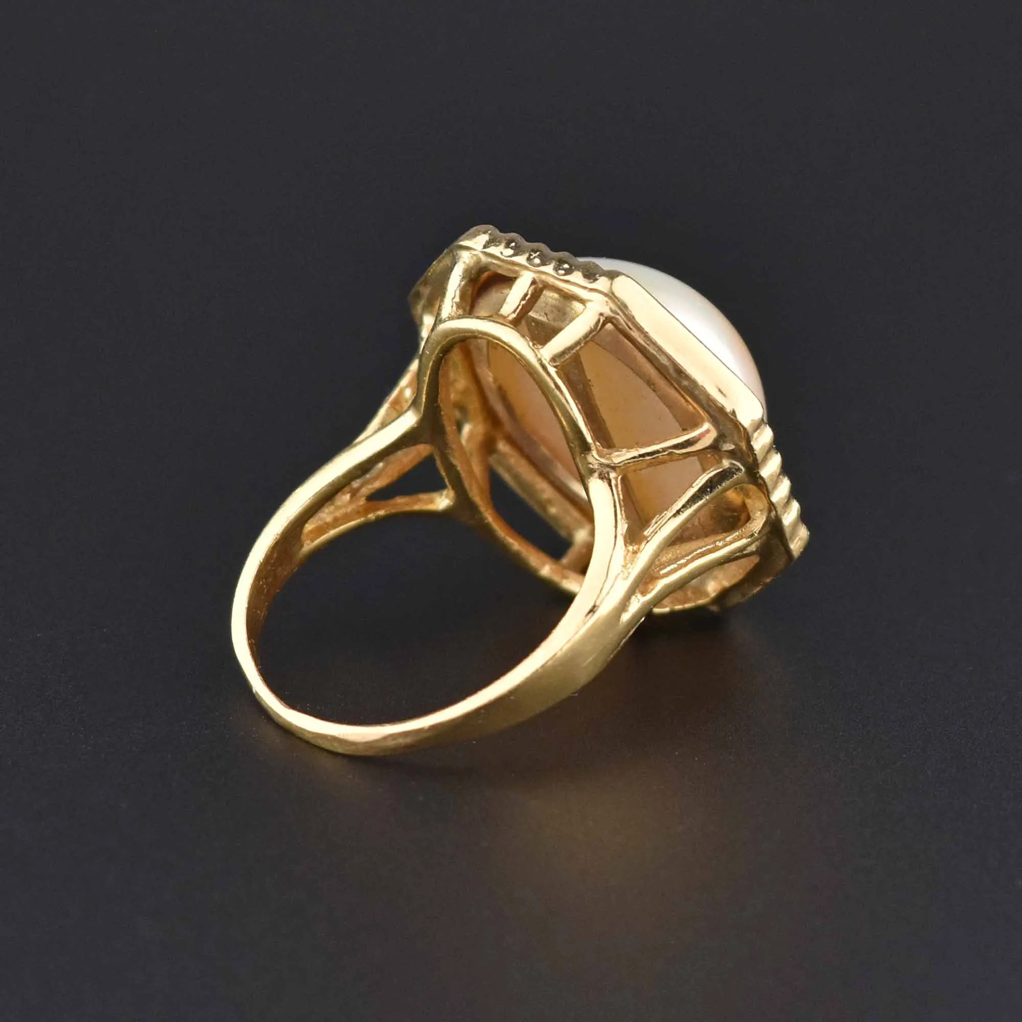 Geometric Octagon Mabe Pearl 14K Gold Ring