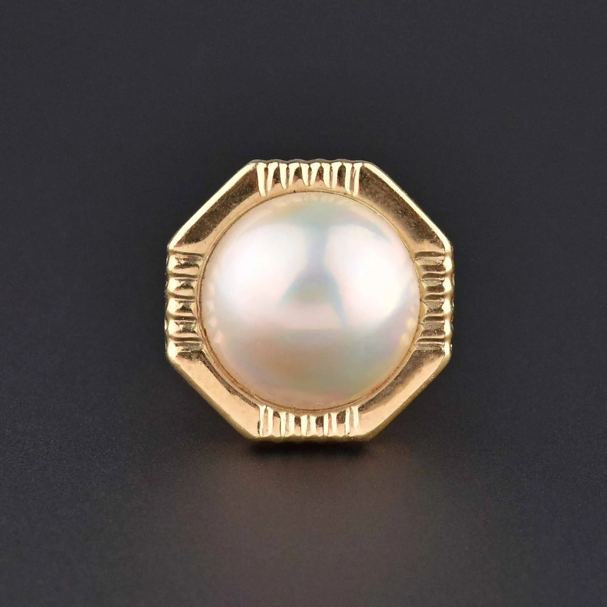 Geometric Octagon Mabe Pearl 14K Gold Ring