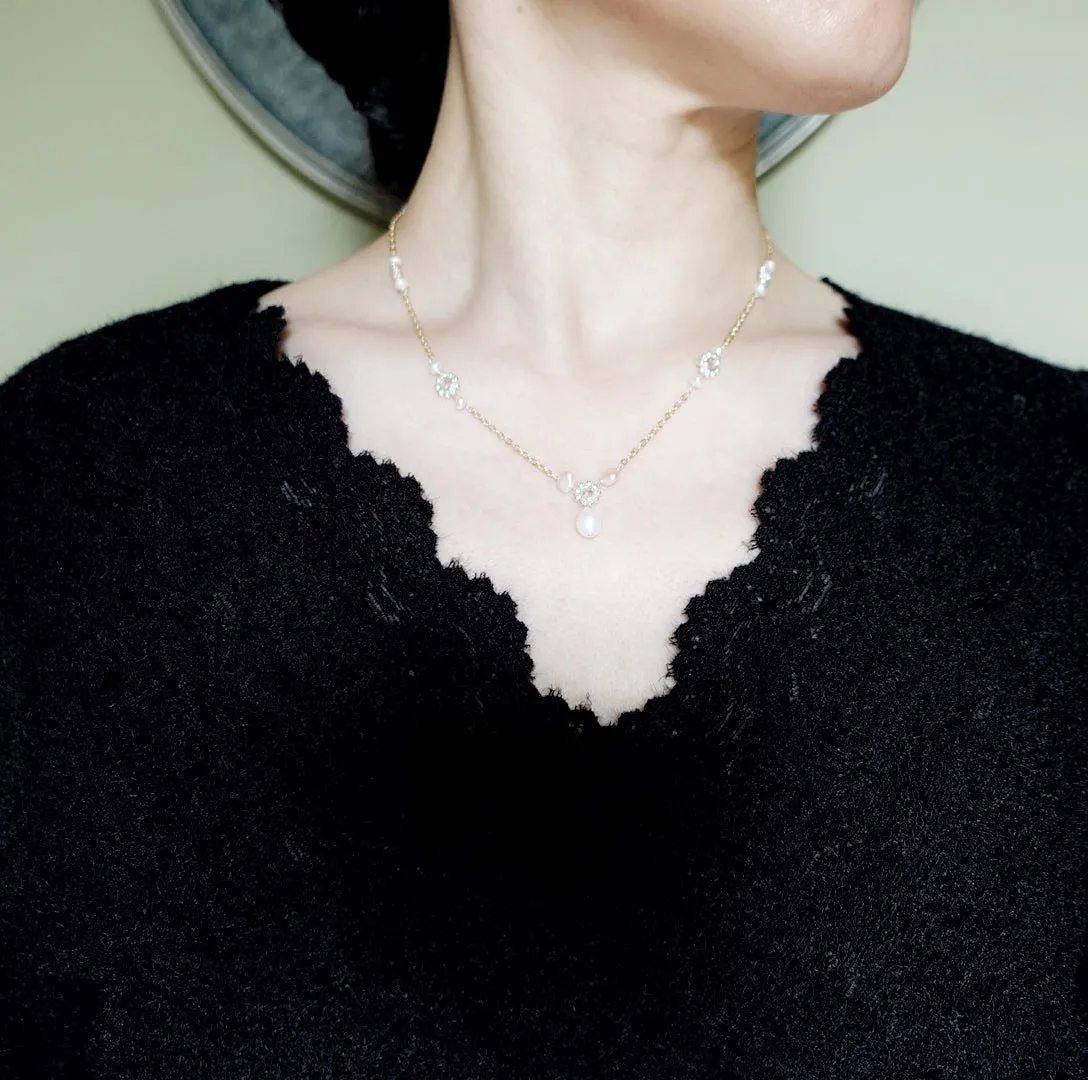 Gold and Silver Pearl Necklace