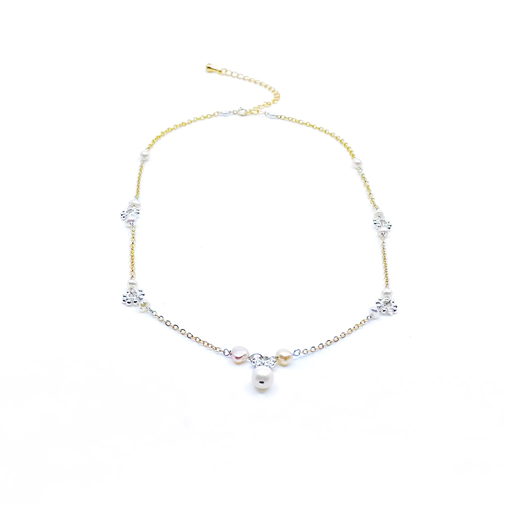Gold and Silver Pearl Necklace