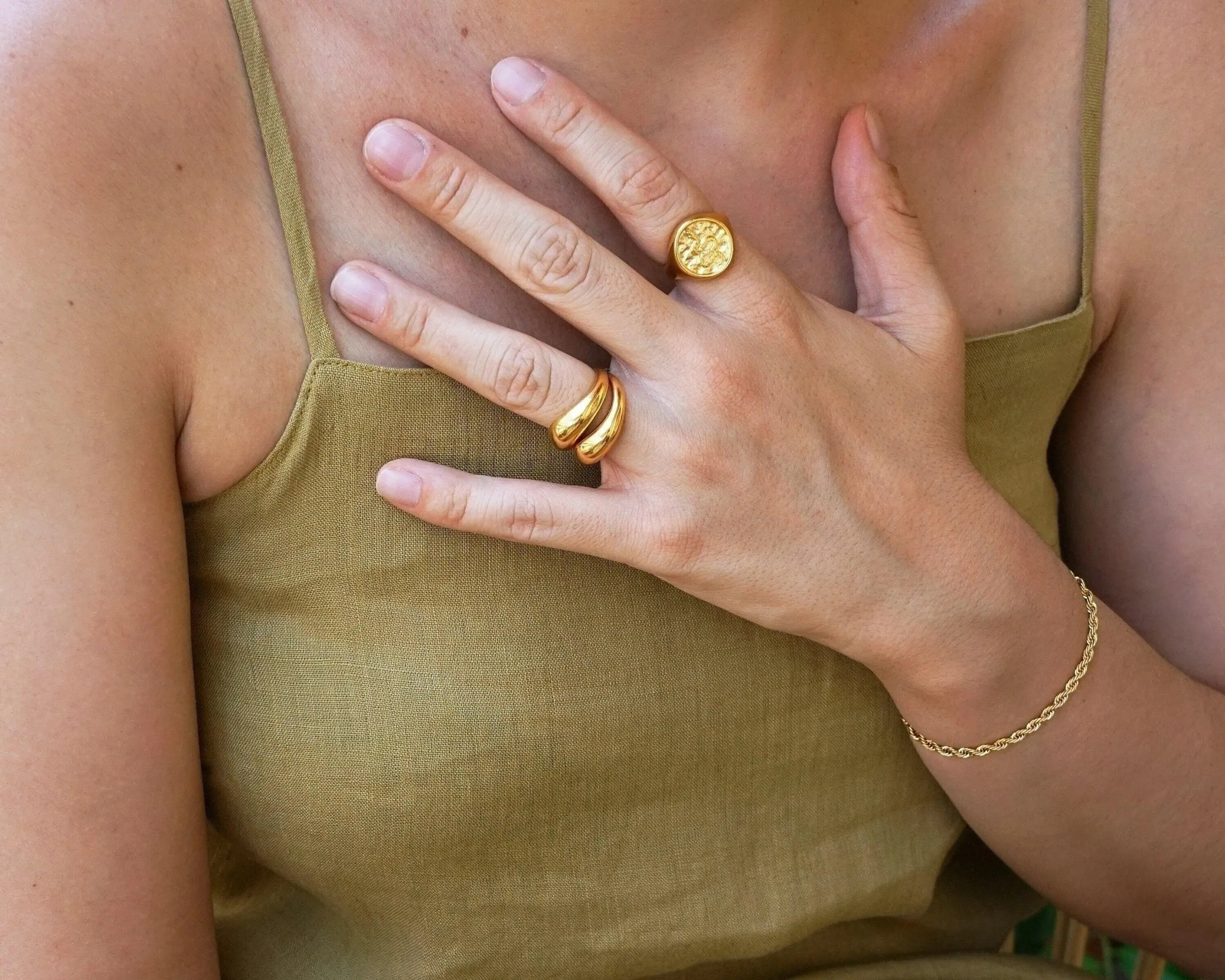 Gold Snake Stamp Signet Ring
