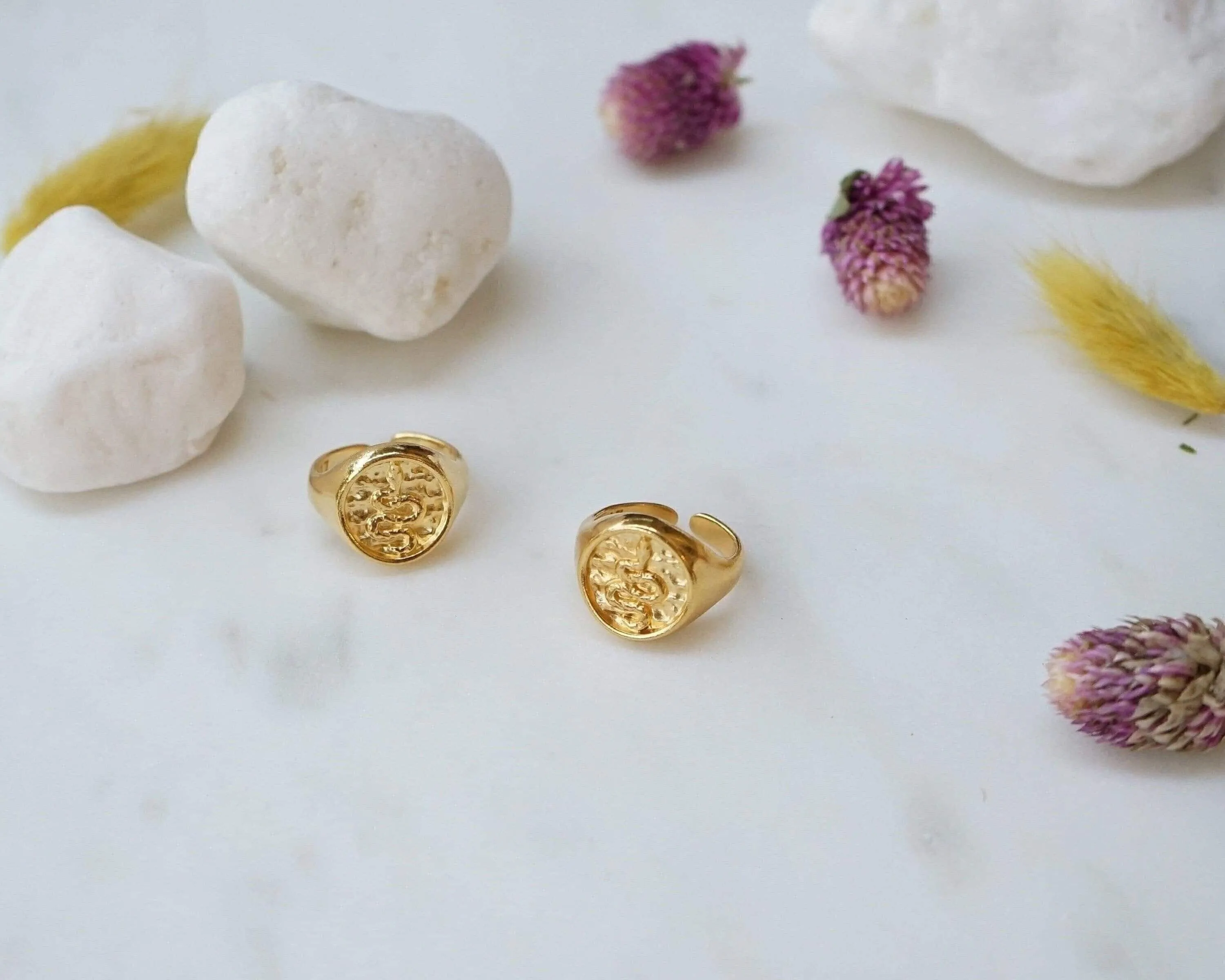 Gold Snake Stamp Signet Ring