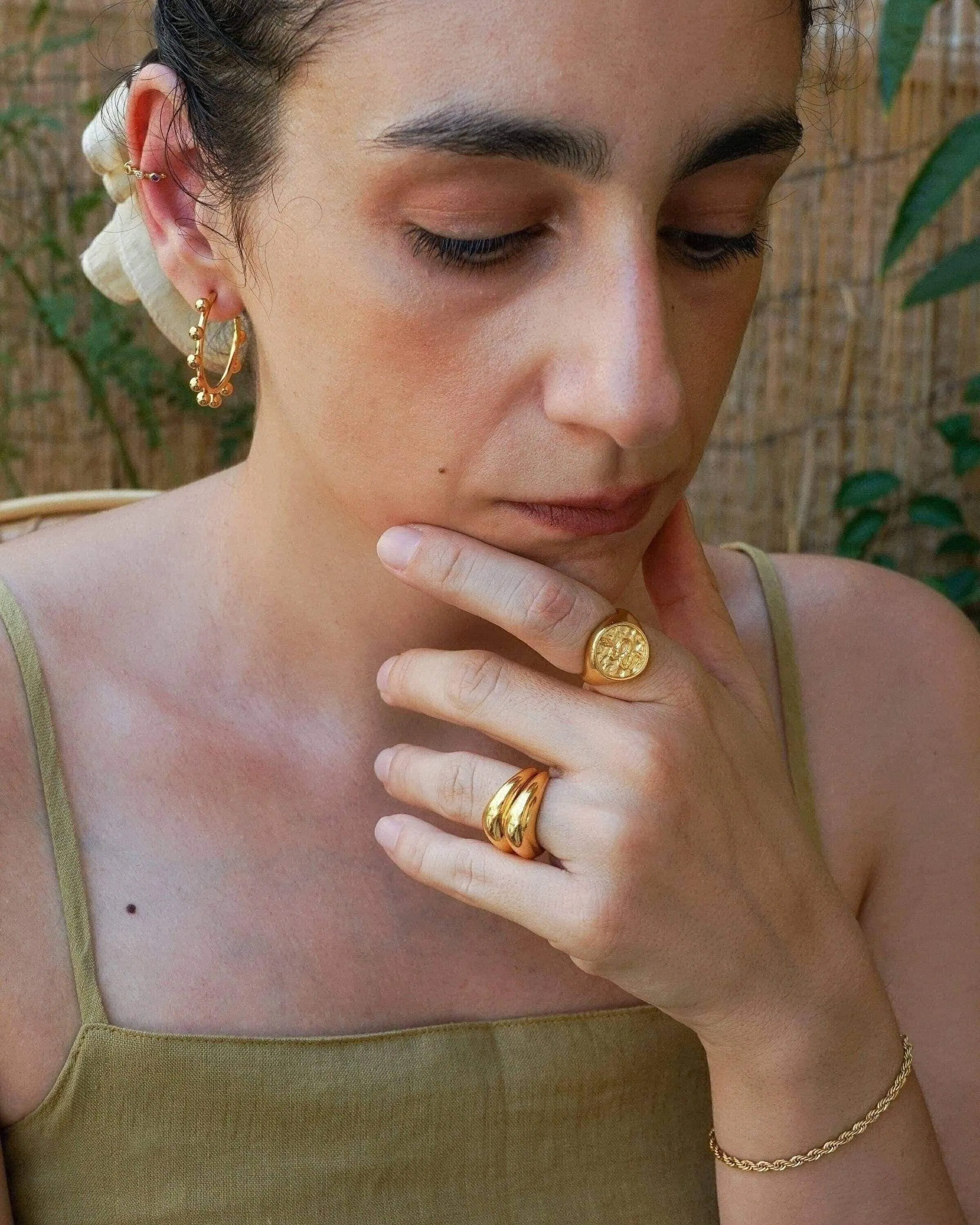 Gold Snake Stamp Signet Ring