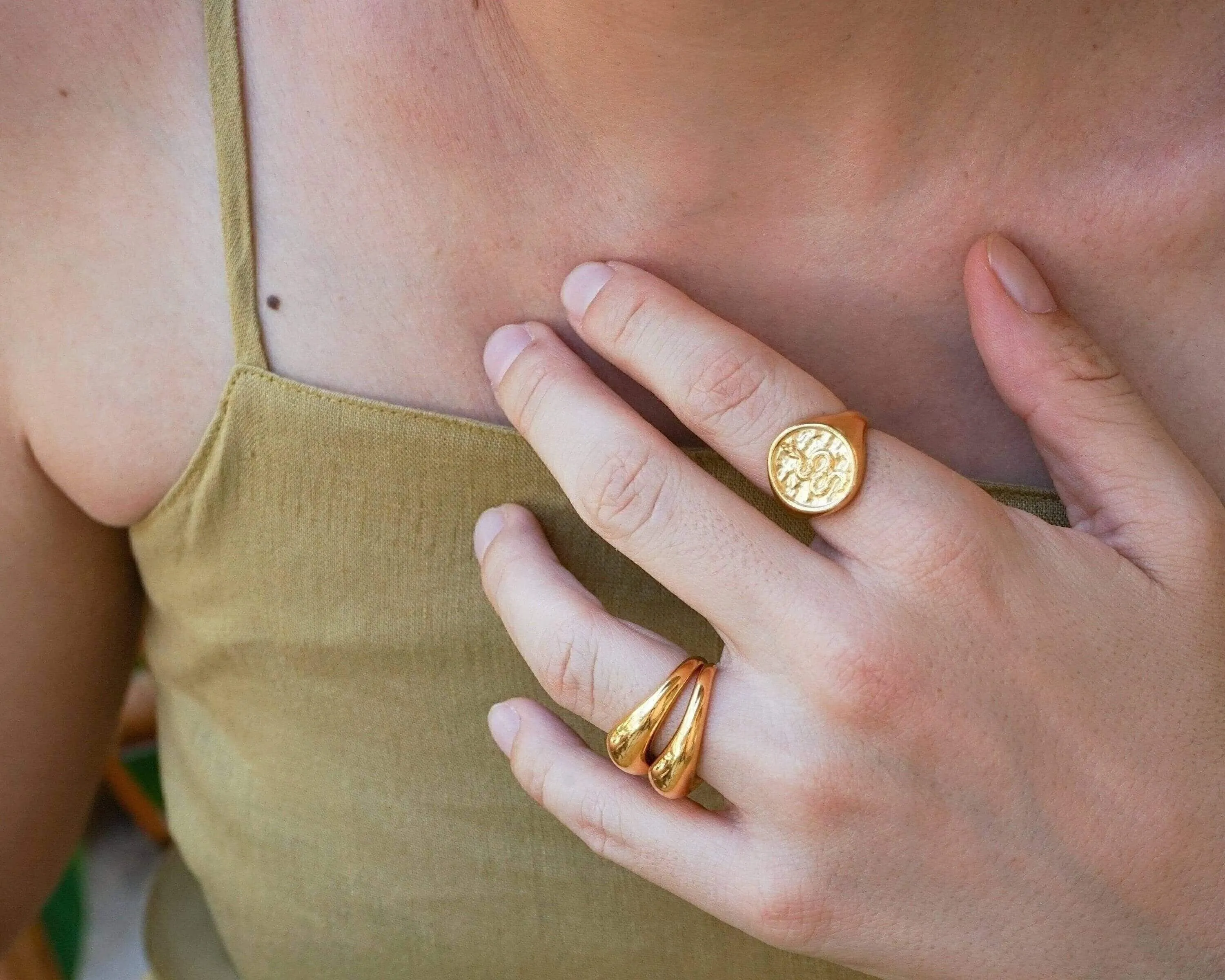 Gold Snake Stamp Signet Ring