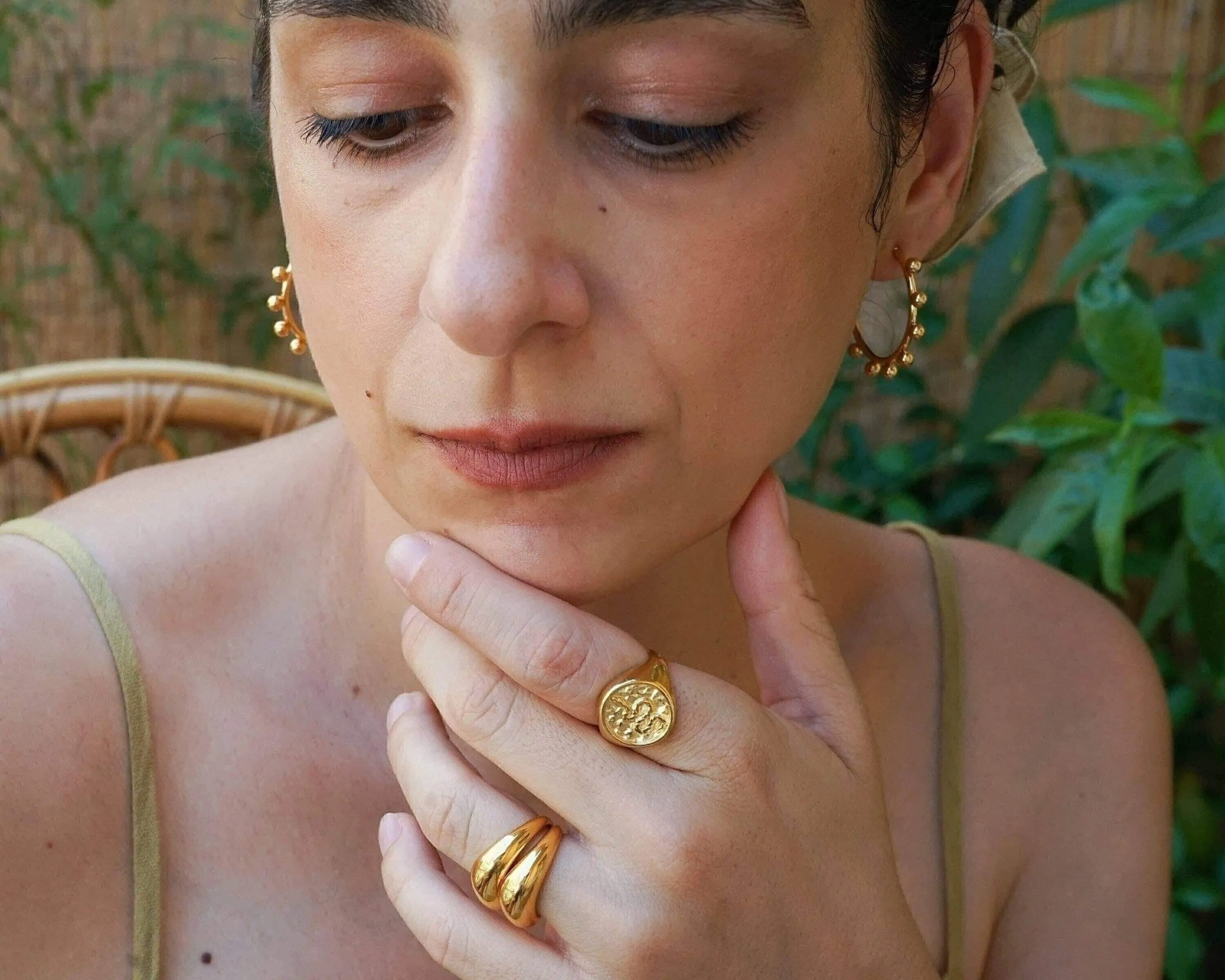 Gold Snake Stamp Signet Ring
