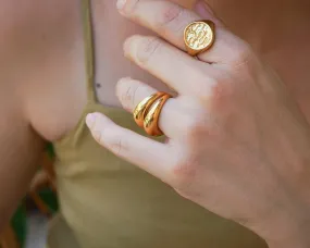Gold Snake Stamp Signet Ring