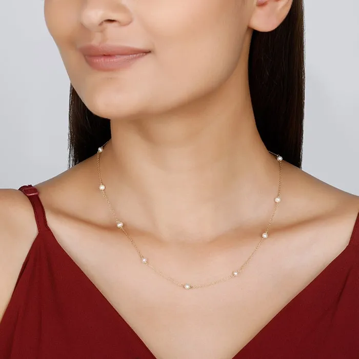 Golden Delicate Pearl Necklace