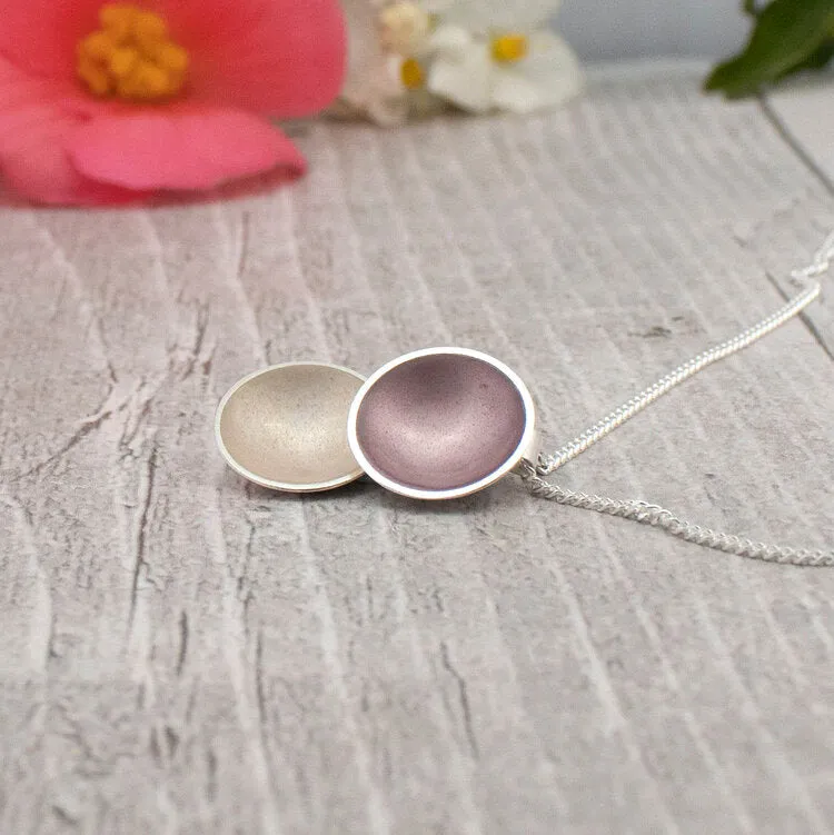Halo Silver and Enamel Medium Double Drop Necklace