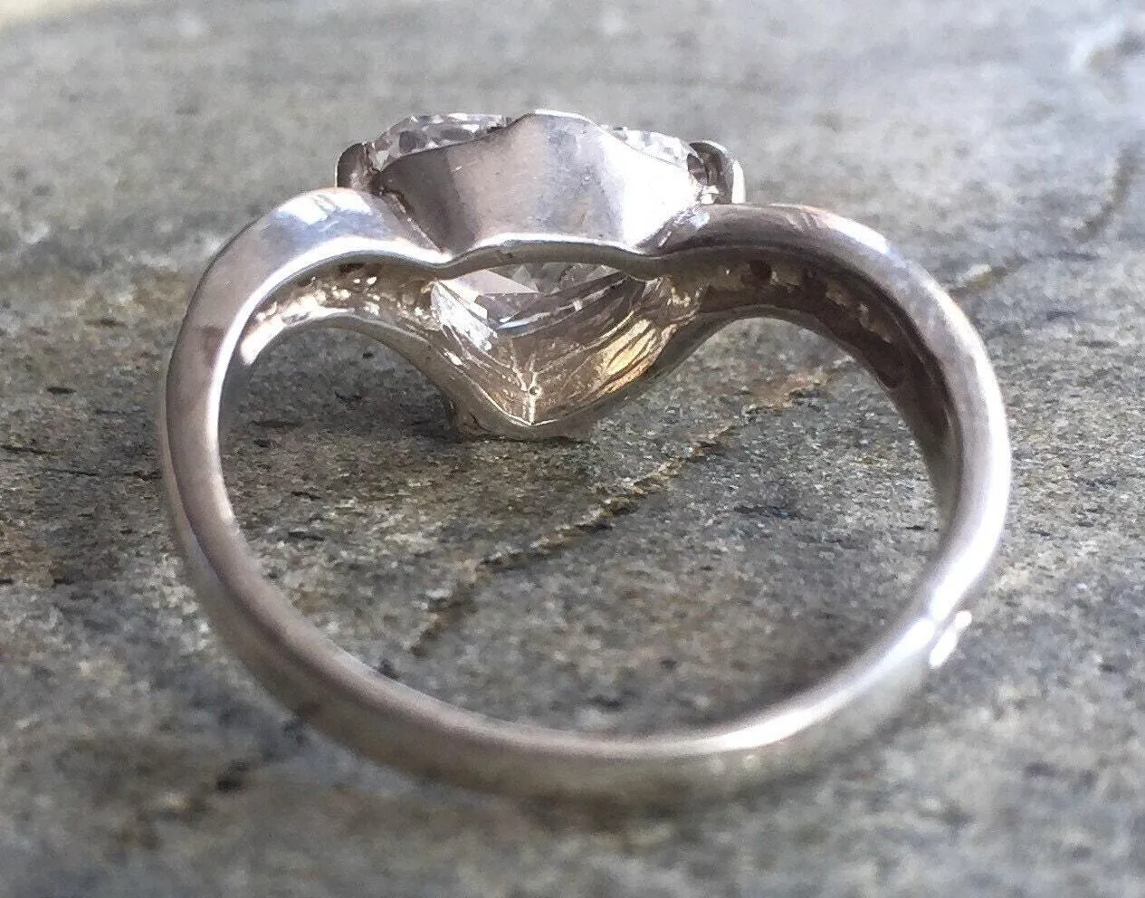 Heart Diamond Ring - Natural White Topaz, Heart Engagement Ring