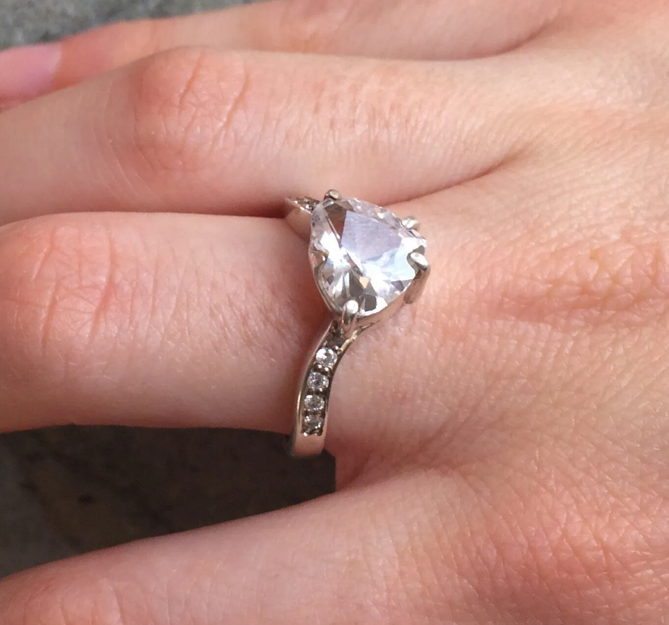 Heart Diamond Ring - Natural White Topaz, Heart Engagement Ring