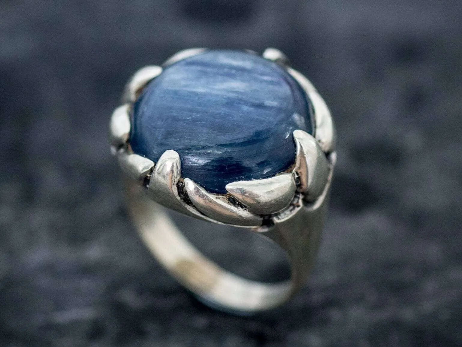 Kyanite Ring - Blue Statement Ring - Round Kyanite Ring