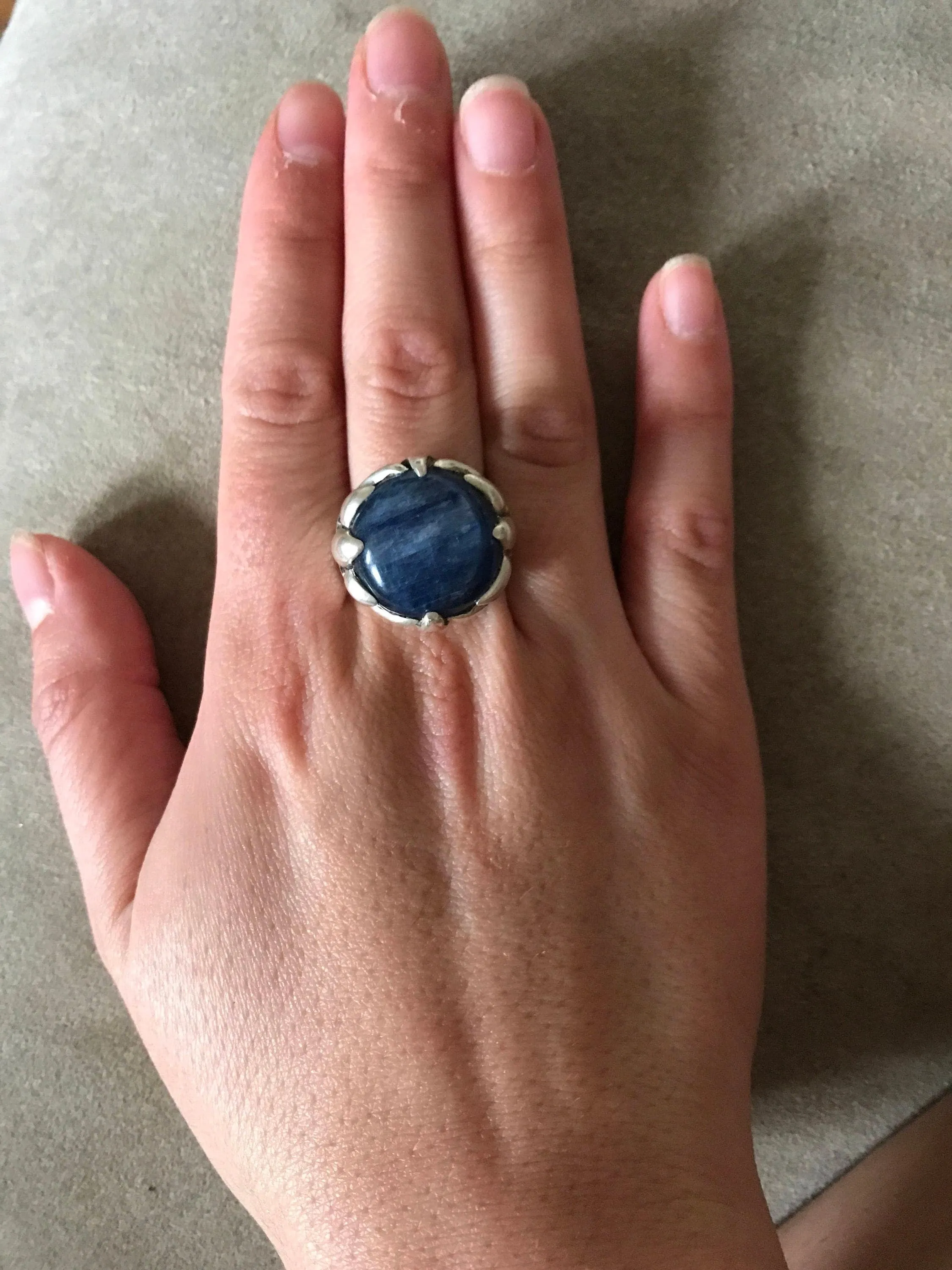 Kyanite Ring - Blue Statement Ring - Round Kyanite Ring