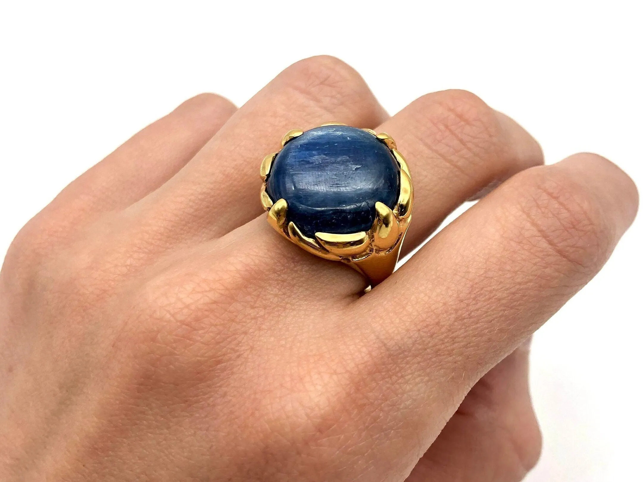 Kyanite Ring - Blue Statement Ring - Round Kyanite Ring