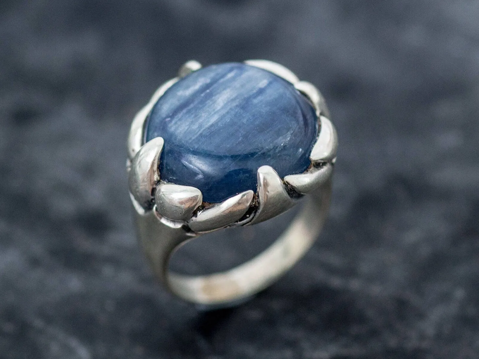 Kyanite Ring - Blue Statement Ring - Round Kyanite Ring