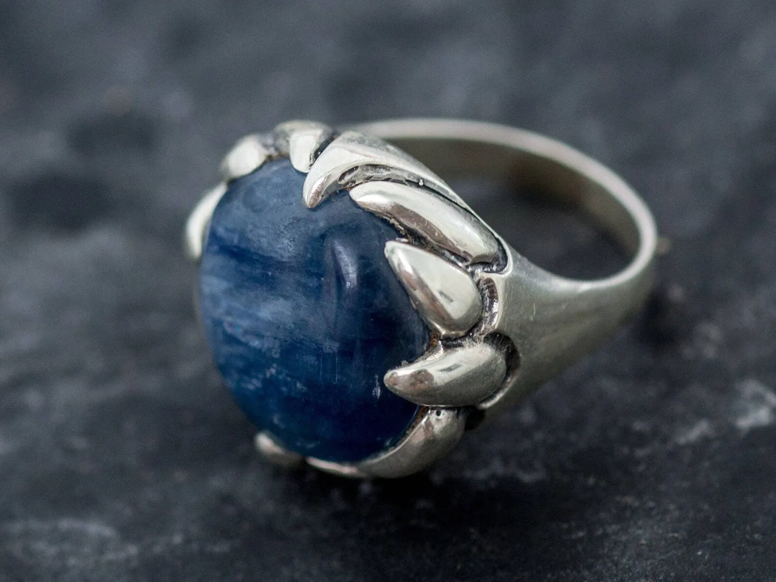 Kyanite Ring - Blue Statement Ring - Round Kyanite Ring