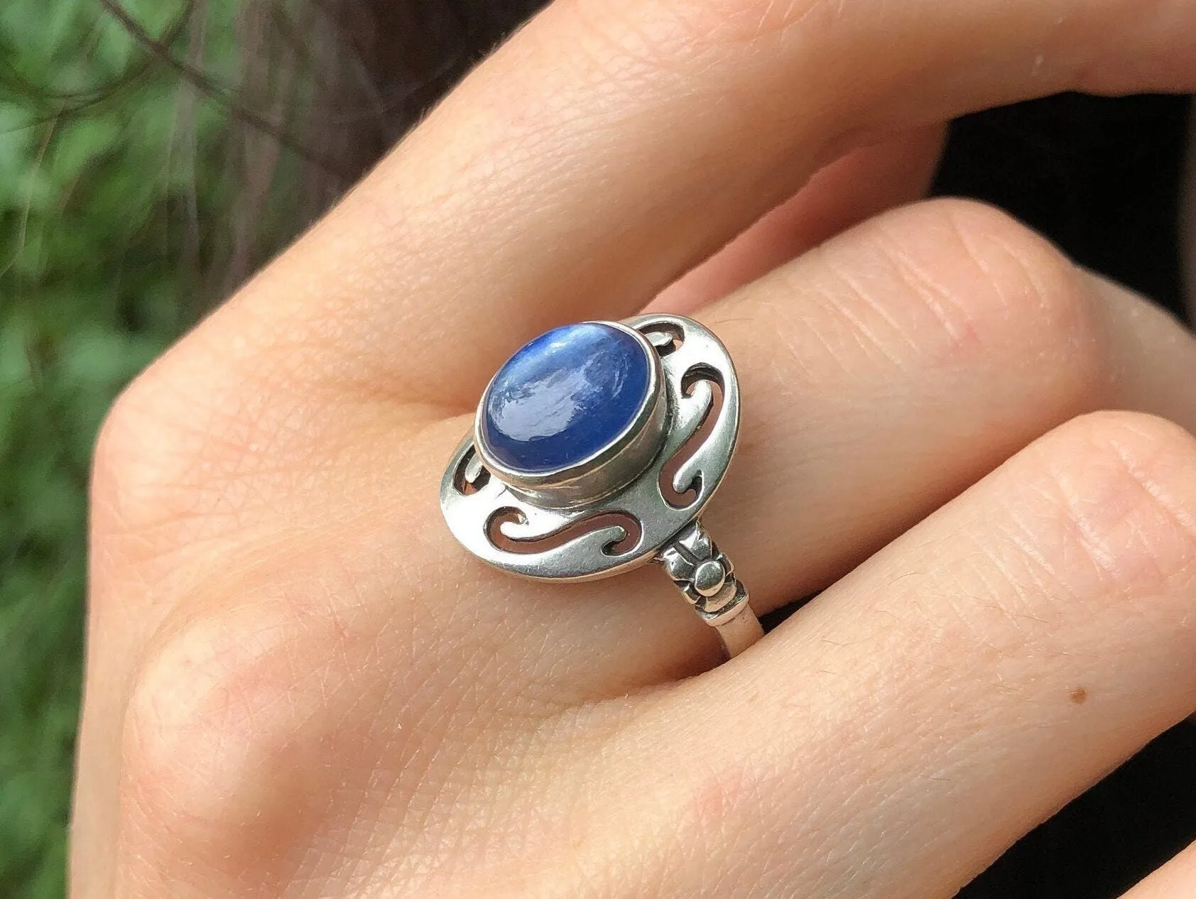 Kyanite Silver Ring - Statement Ring, Genuine Kyanite Ring, Oval Kyanite Ring