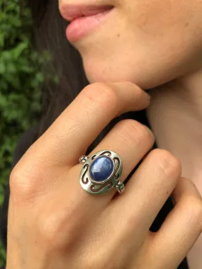 Kyanite Silver Ring - Statement Ring, Genuine Kyanite Ring, Oval Kyanite Ring
