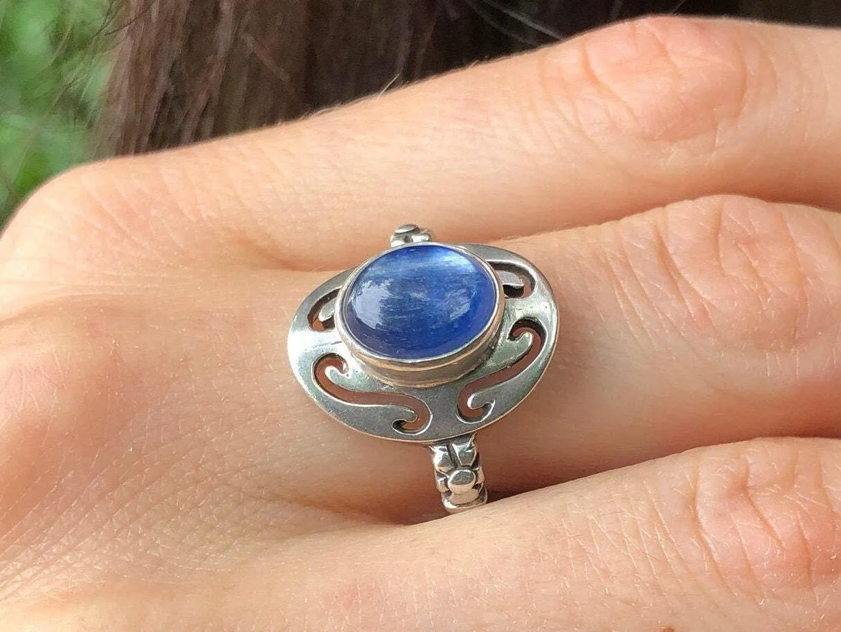 Kyanite Silver Ring - Statement Ring, Genuine Kyanite Ring, Oval Kyanite Ring